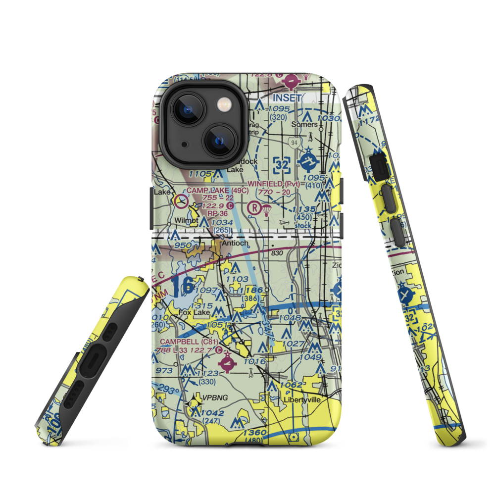 Donald Alfred Gade Airport (IL11) VFR Sectional  Tough iPhone Case iPhone 14 model shown