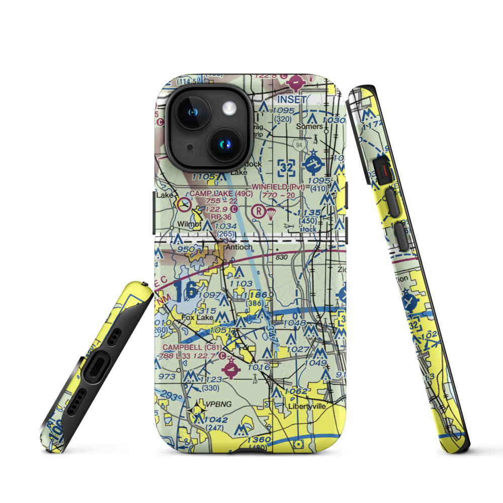 Donald Alfred Gade Airport (IL11) VFR Sectional  Tough iPhone Case iPhone 15 model shown