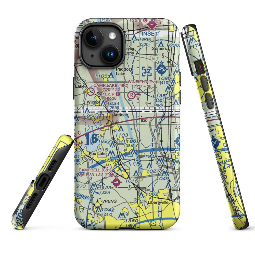 Donald Alfred Gade Airport (IL11) VFR Sectional  Tough iPhone Case iPhone 15 Plus model shown