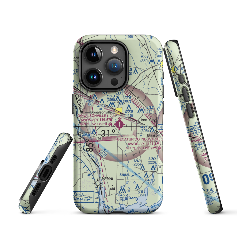 Donalsonville Municipal Airport (17J) VFR Sectional  Tough iPhone Case iPhone 15 Pro model shown