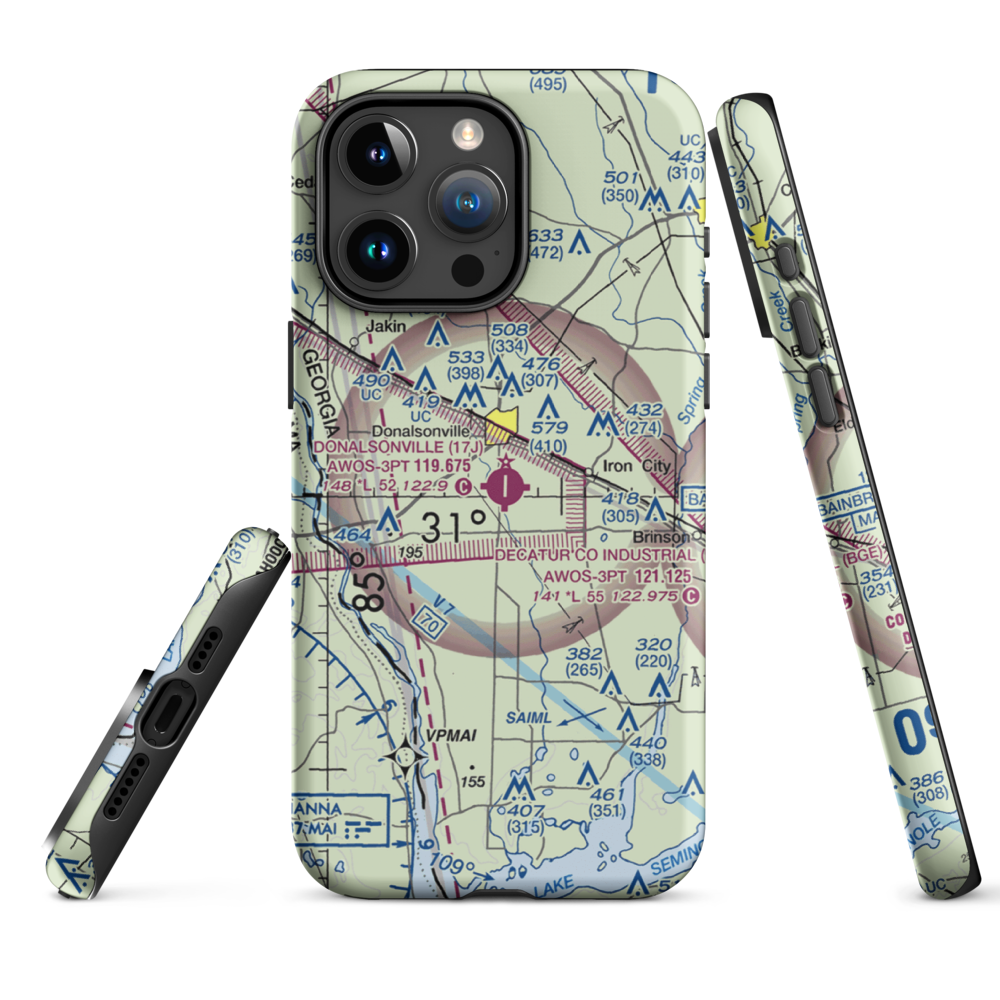 Donalsonville Municipal Airport (17J) VFR Sectional  Tough iPhone Case iPhone 15 Pro Max model shown