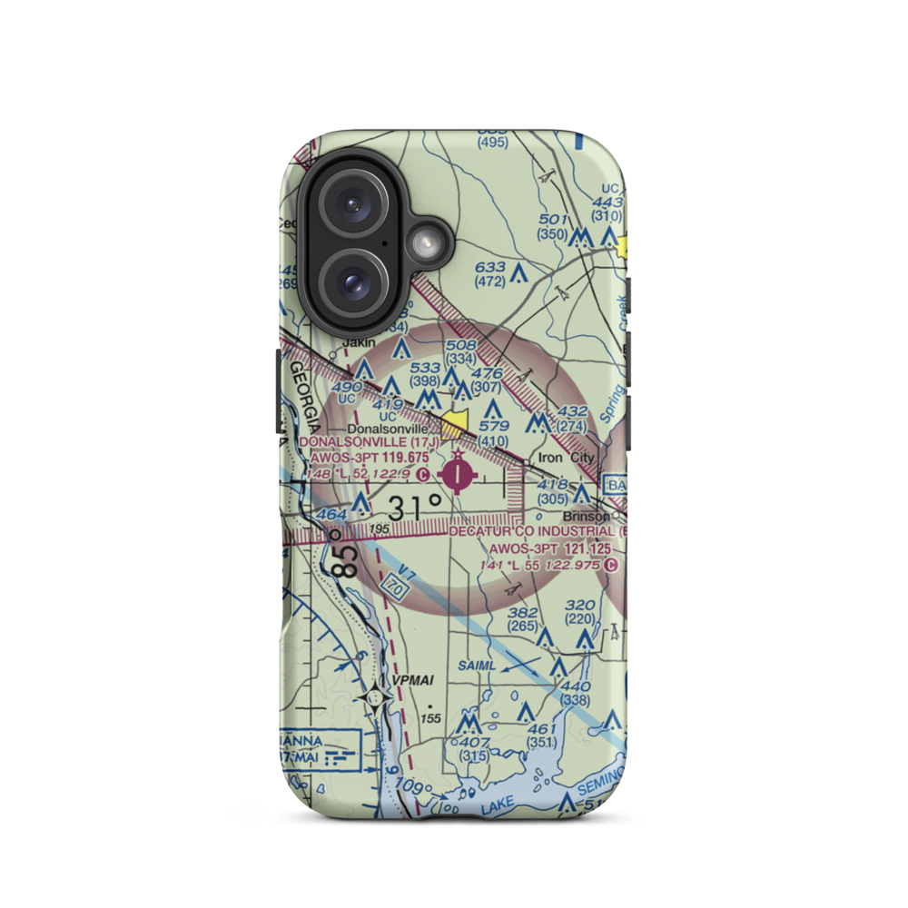 Donalsonville Municipal Airport (17J) VFR Sectional  Tough iPhone Case iPhone 16 model shown