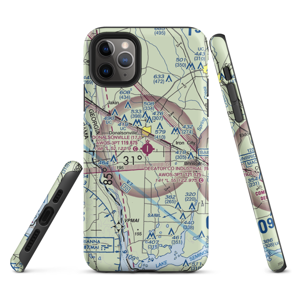 Donalsonville Municipal Airport (17J) VFR Sectional  Tough iPhone Case iPhone 11 Pro Max model shown