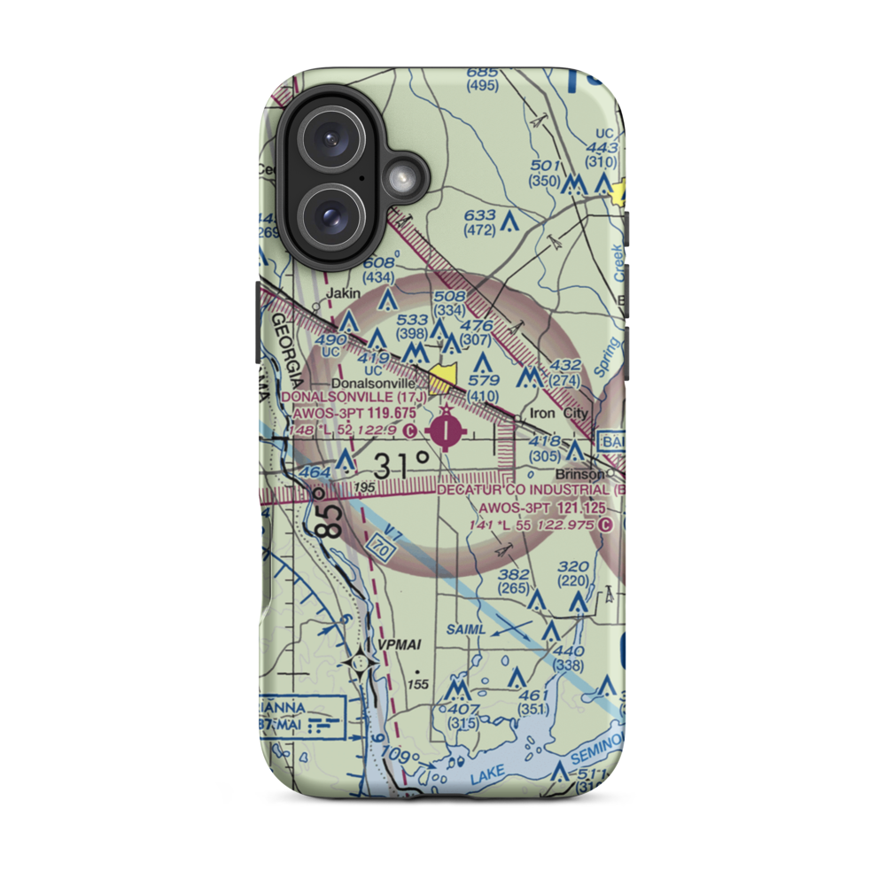 Donalsonville Municipal Airport (17J) VFR Sectional  Tough iPhone Case iPhone 16 Plus model shown