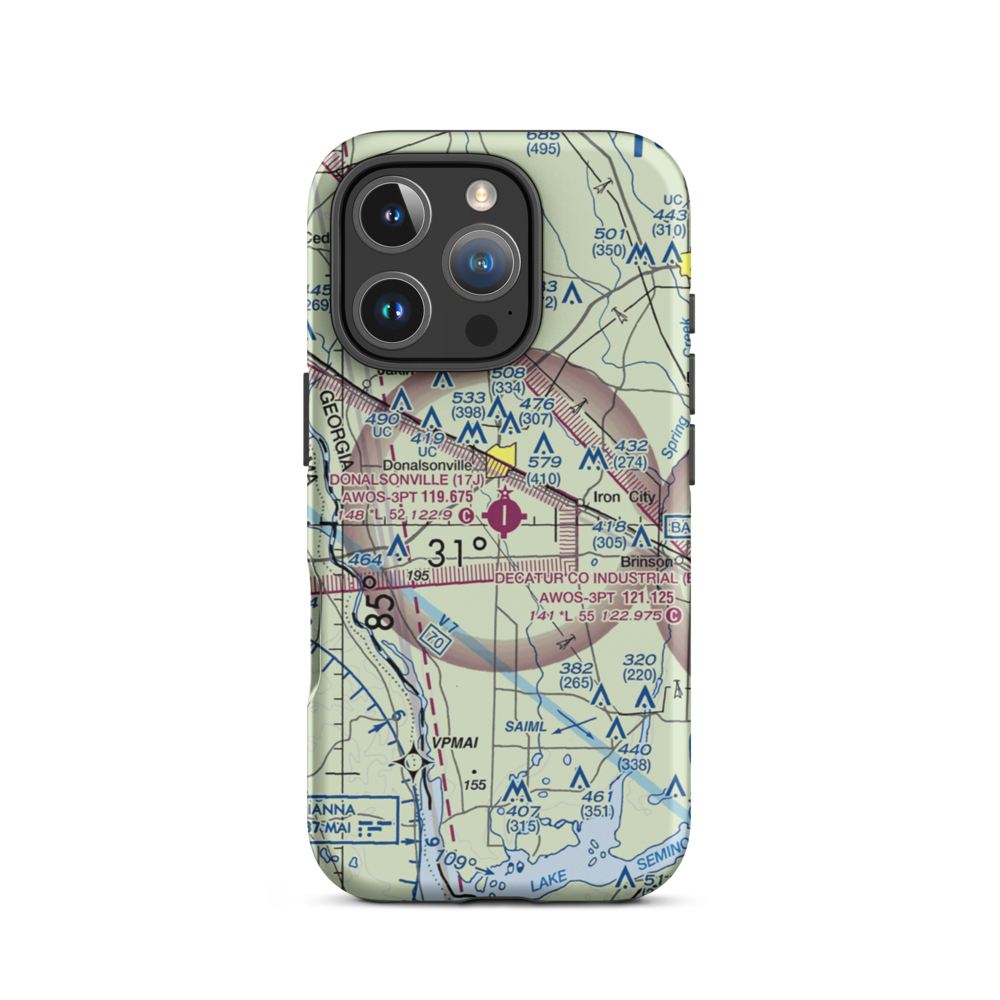 Donalsonville Municipal Airport (17J) VFR Sectional  Tough iPhone Case iPhone 16 Pro model shown