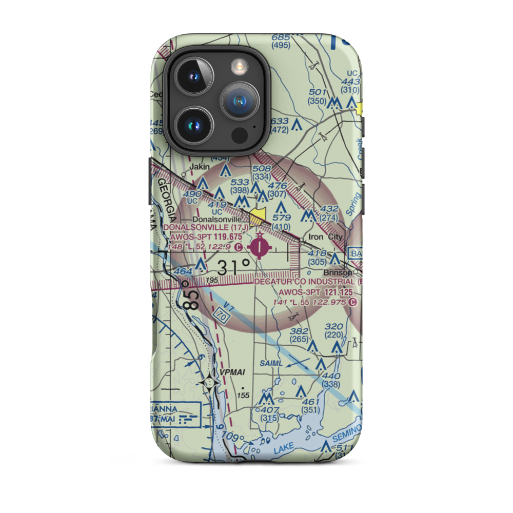 Donalsonville Municipal Airport (17J) VFR Sectional  Tough iPhone Case iPhone 16 Pro Max model shown