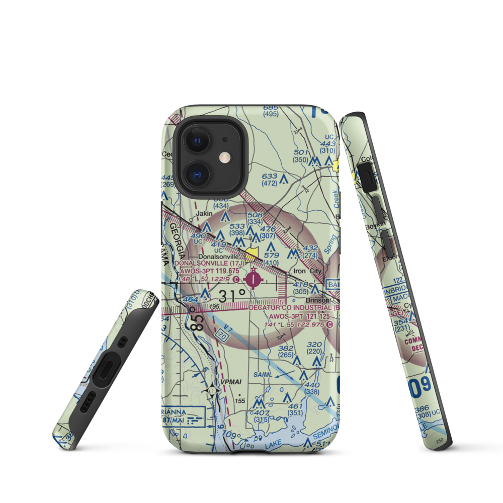 Donalsonville Municipal Airport (17J) VFR Sectional  Tough iPhone Case iPhone 12 mini model shown
