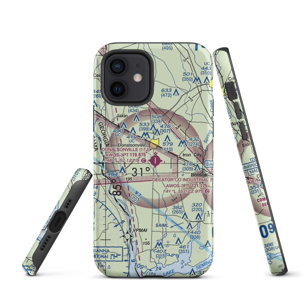 Donalsonville Municipal Airport (17J) VFR Sectional  Tough iPhone Case iPhone 12 model shown