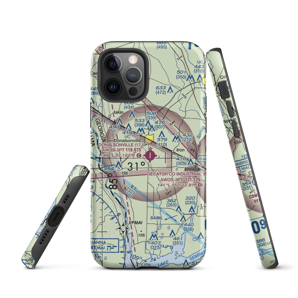 Donalsonville Municipal Airport (17J) VFR Sectional  Tough iPhone Case iPhone 12 Pro model shown
