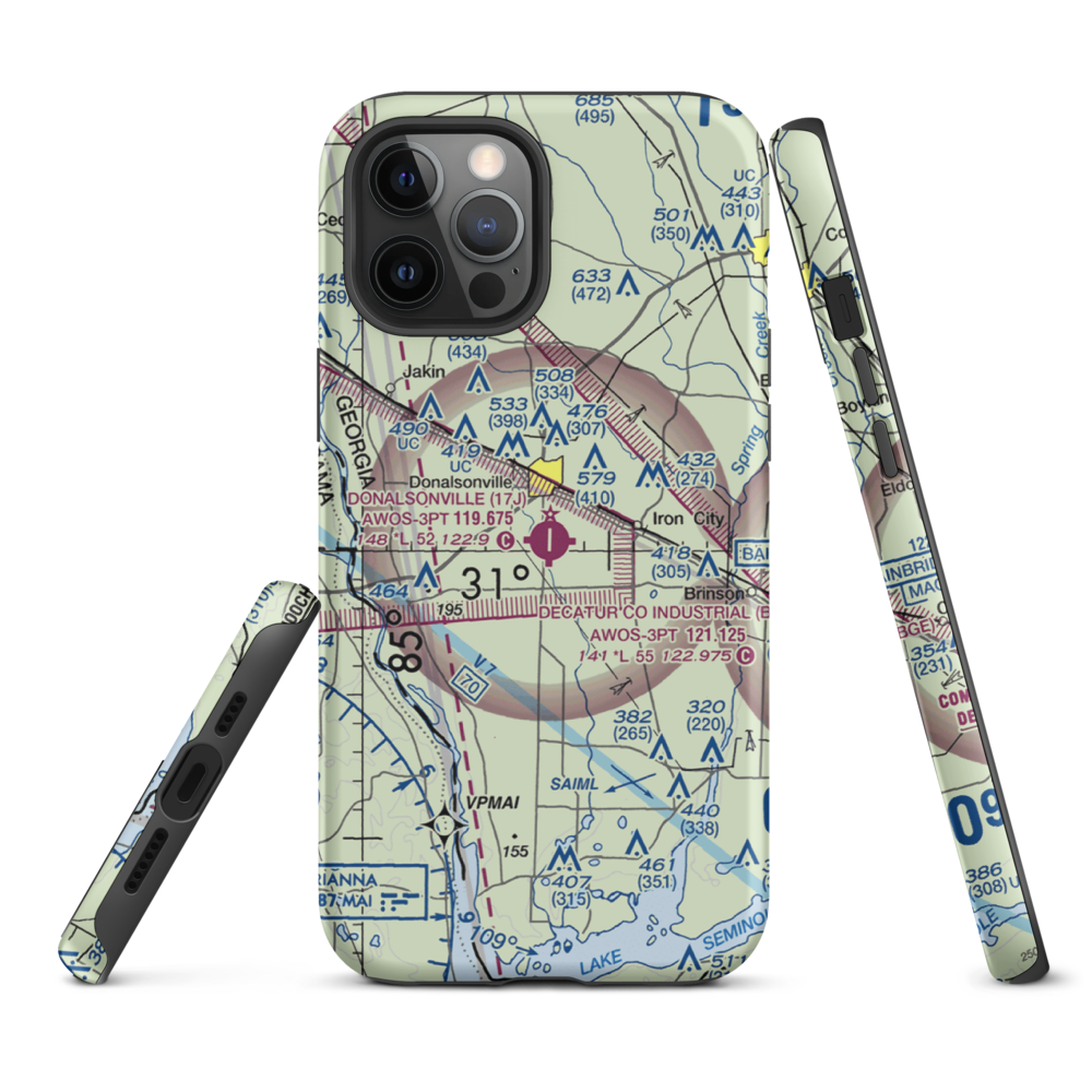 Donalsonville Municipal Airport (17J) VFR Sectional  Tough iPhone Case iPhone 12 Pro Max model shown