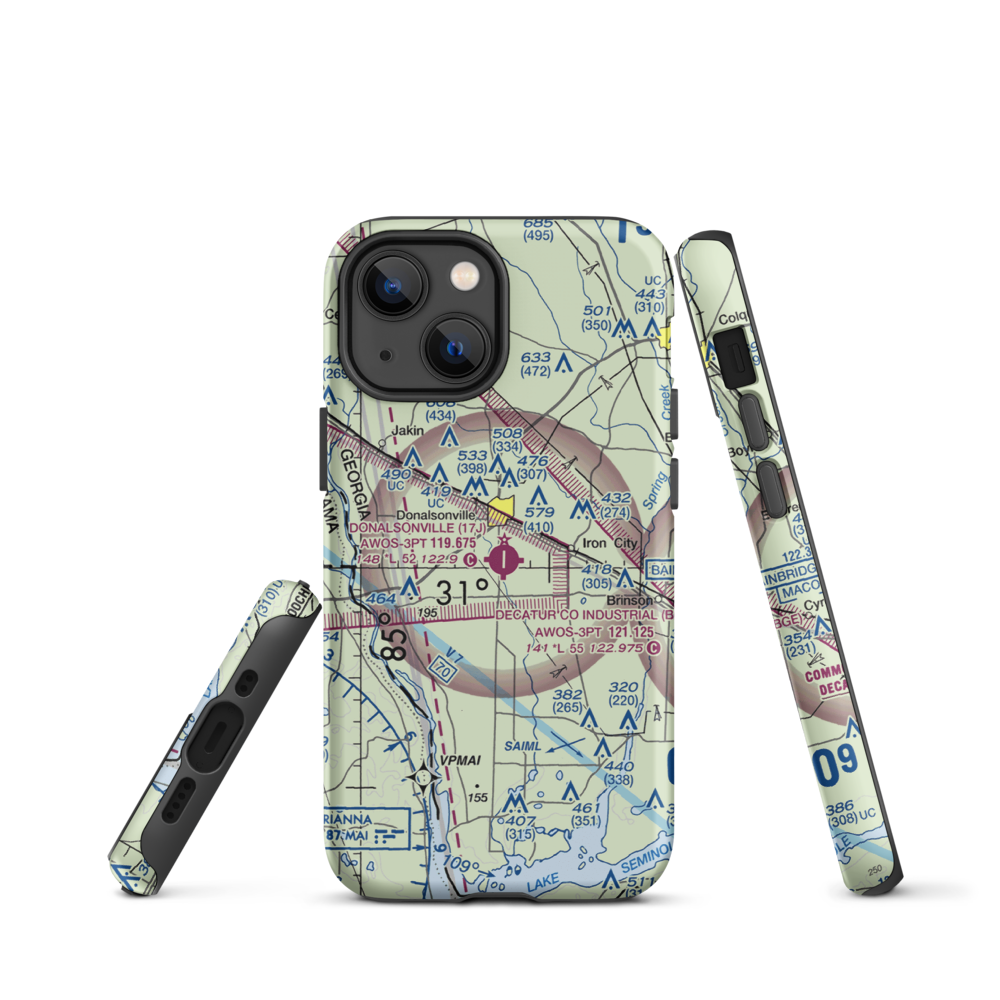 Donalsonville Municipal Airport (17J) VFR Sectional  Tough iPhone Case iPhone 13 mini model shown