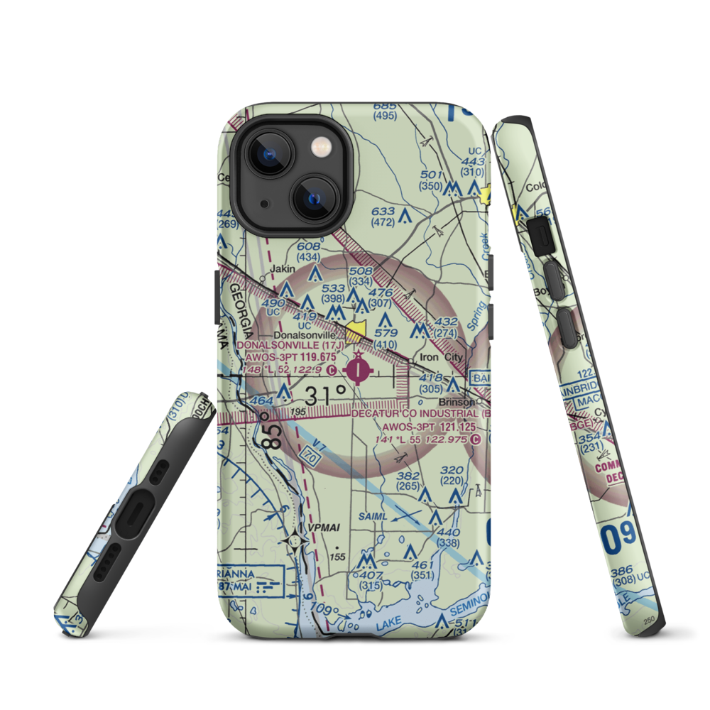 Donalsonville Municipal Airport (17J) VFR Sectional  Tough iPhone Case iPhone 13 model shown