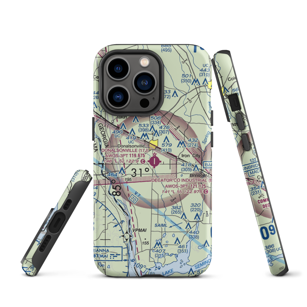 Donalsonville Municipal Airport (17J) VFR Sectional  Tough iPhone Case iPhone 13 Pro model shown