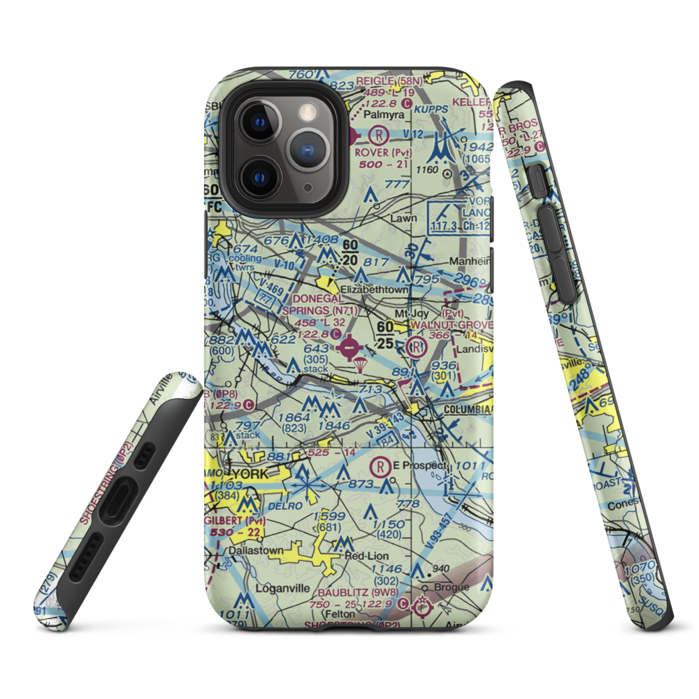 Donegal Springs Airpark (N71) VFR Sectional  Tough iPhone Case iPhone 11 Pro model shown