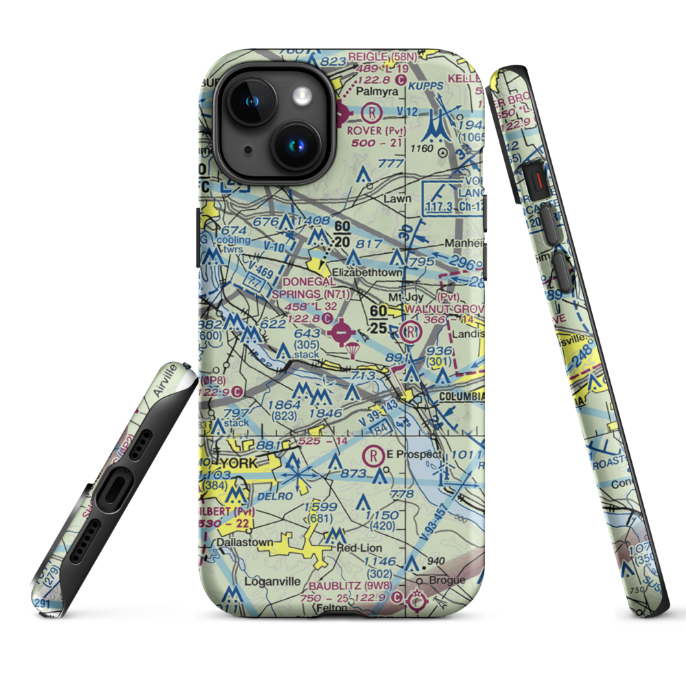Donegal Springs Airpark (N71) VFR Sectional  Tough iPhone Case iPhone 15 Plus model shown