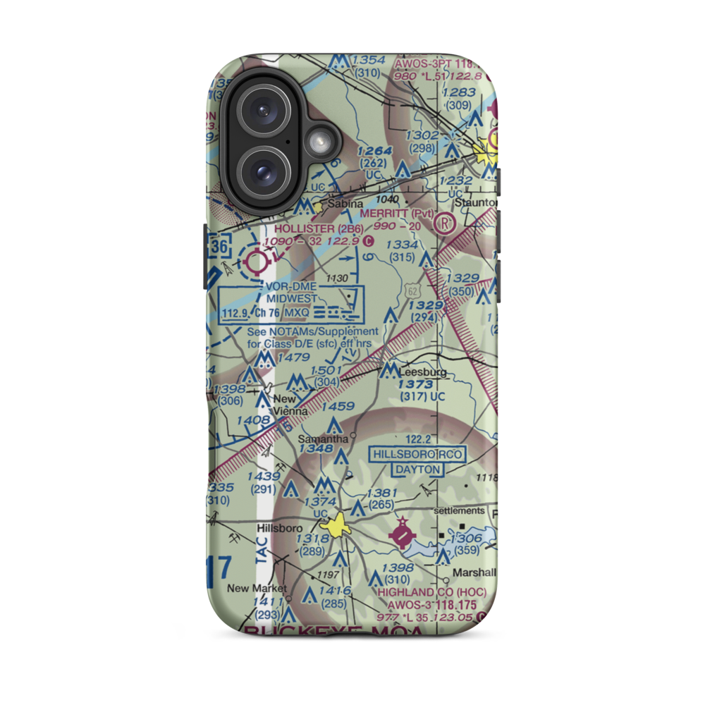 Donner Field (OH28) VFR Sectional  Tough iPhone Case iPhone 16 Plus model shown