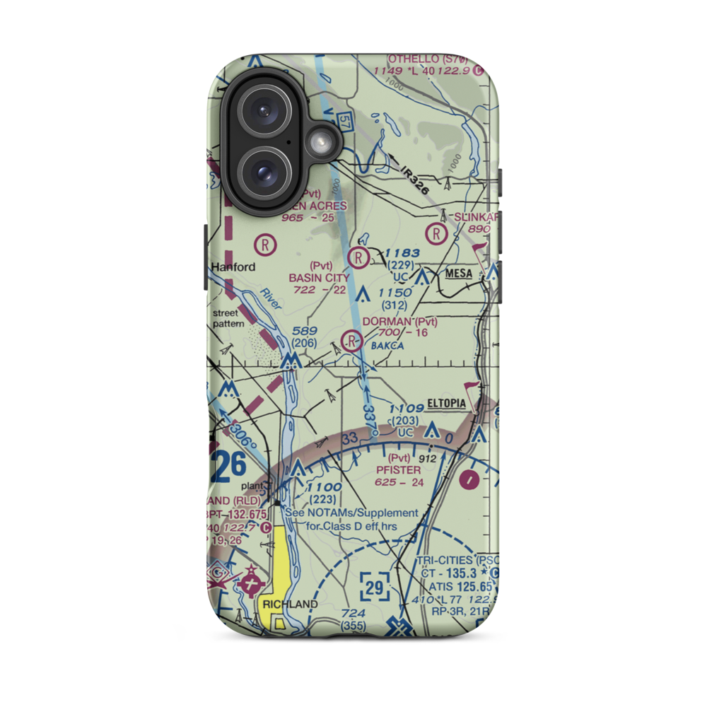 Dorman Field (5WA1) VFR Sectional  Tough iPhone Case iPhone 16 Plus model shown