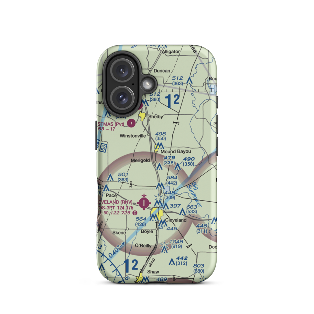 Dorr Field (MS95) VFR Sectional  Tough iPhone Case iPhone 16 model shown
