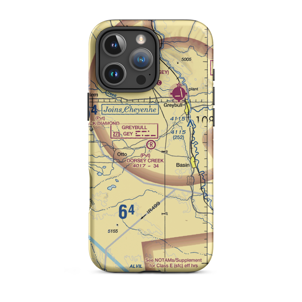 Dorsey Creek Ranch Airport (0WY1) VFR Sectional  Tough iPhone Case iPhone 16 Pro Max model shown