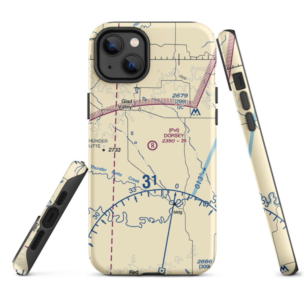 Dorsey Ranch Airport (1SD0) VFR Sectional  Tough iPhone Case iPhone 14 Plus model shown
