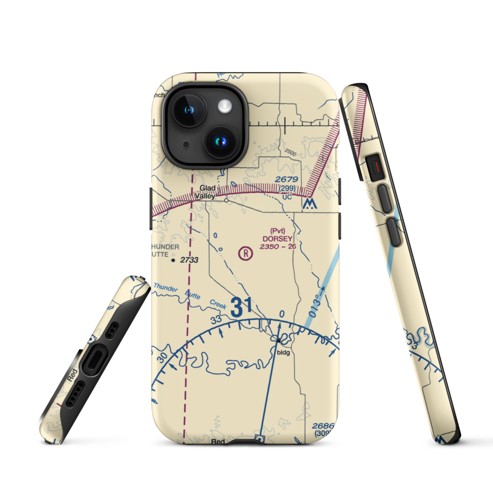 Dorsey Ranch Airport (1SD0) VFR Sectional  Tough iPhone Case iPhone 15 model shown