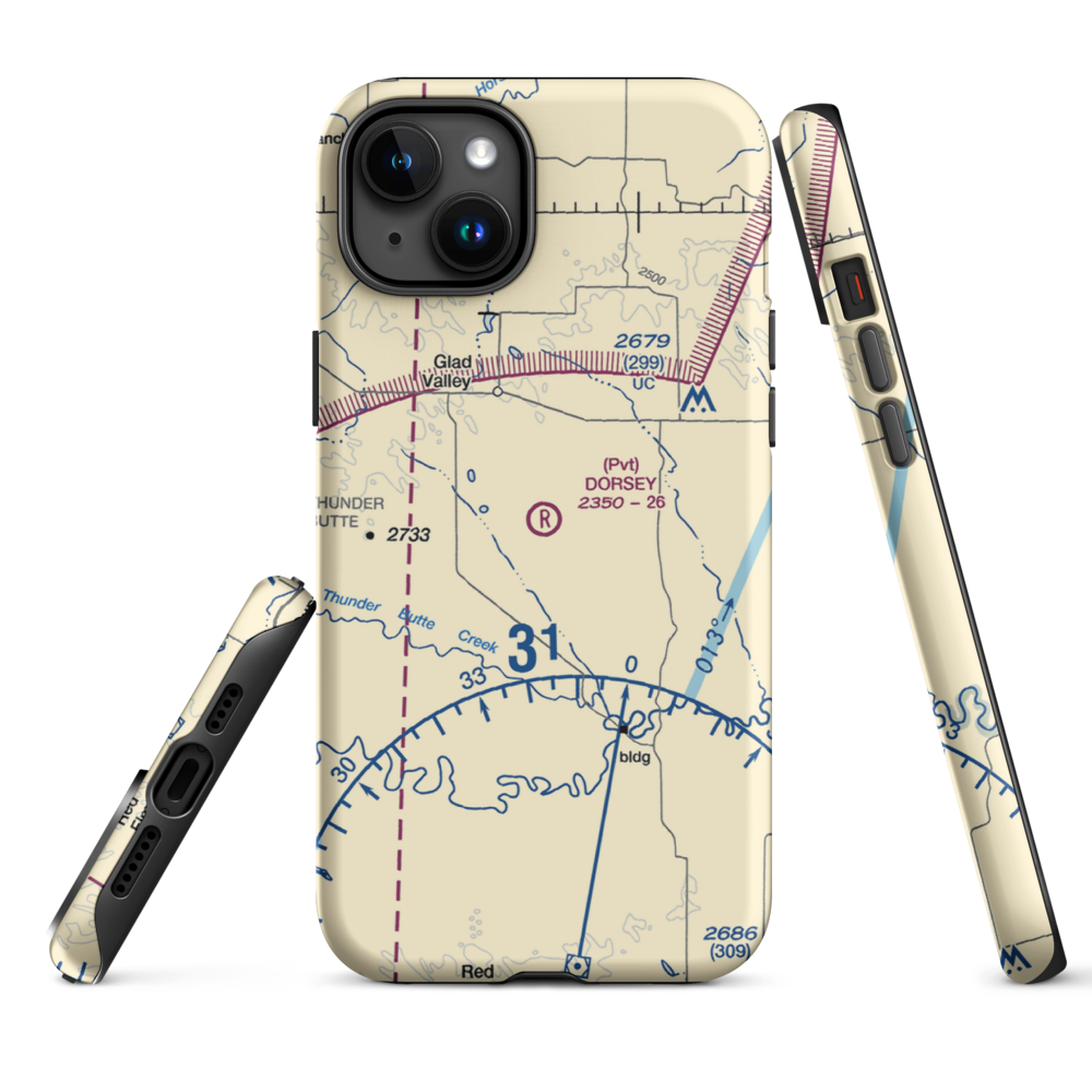 Dorsey Ranch Airport (1SD0) VFR Sectional  Tough iPhone Case iPhone 15 Plus model shown