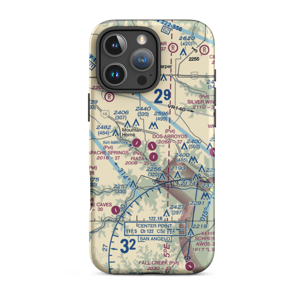 Dos Arroyos Ranch Airport (XS20) VFR Sectional  Tough iPhone Case iPhone 16 Pro Max model shown