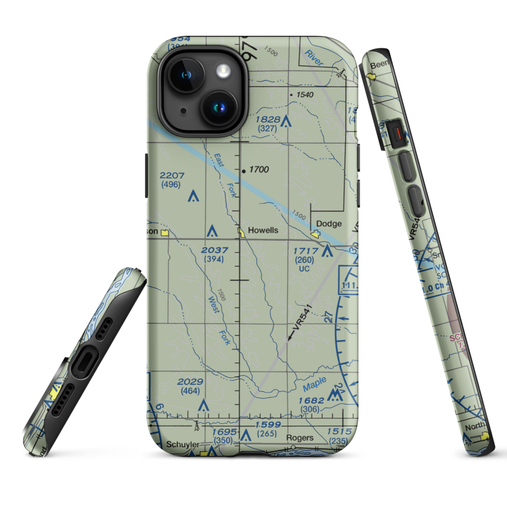 Dostal-Bradley Airport (NE54) VFR Sectional  Tough iPhone Case iPhone 15 Plus model shown