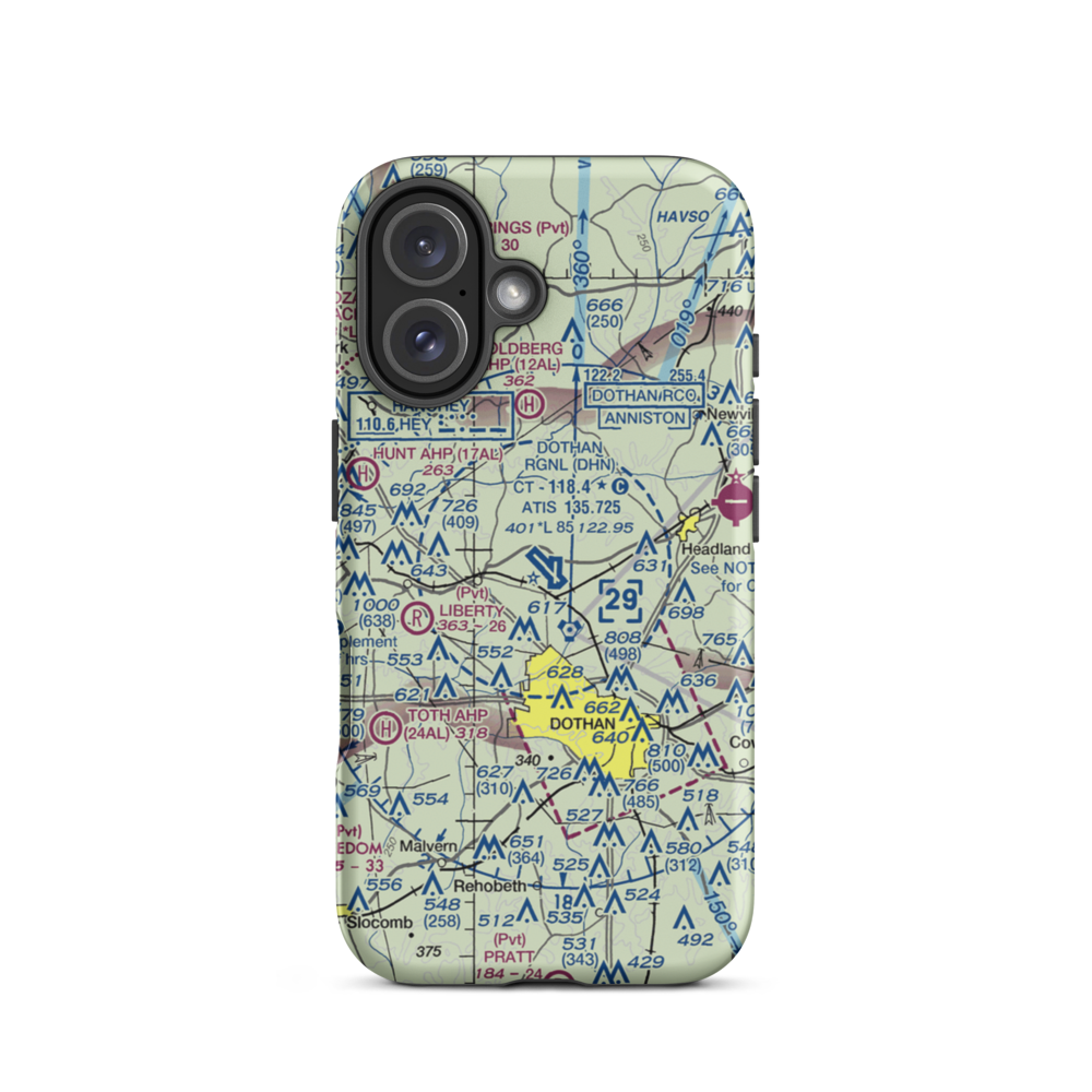 Dothan Regional Airport (DHN) VFR Sectional  Tough iPhone Case iPhone 16 model shown