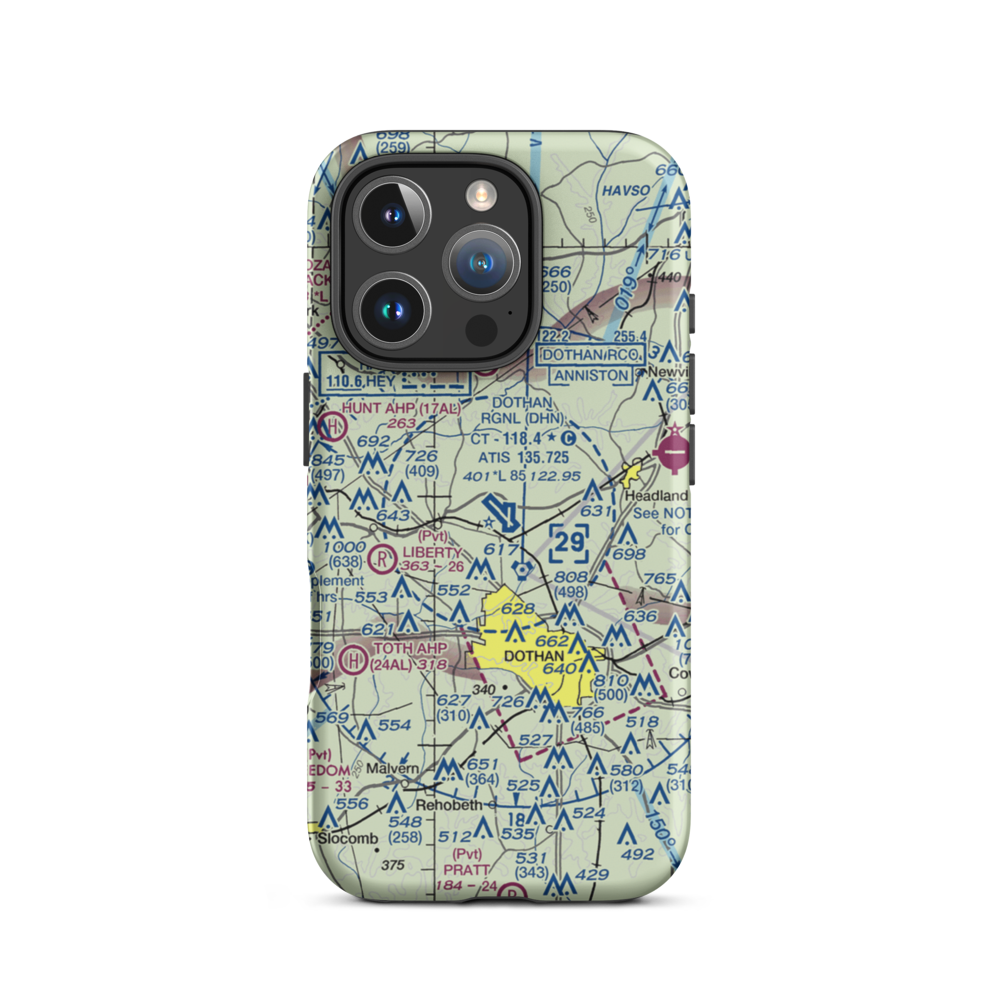 Dothan Regional Airport (DHN) VFR Sectional  Tough iPhone Case iPhone 16 Pro model shown