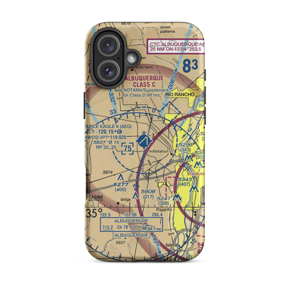 Double Eagle II Airport (AEG) VFR Sectional  Tough iPhone Case iPhone 16 Plus model shown