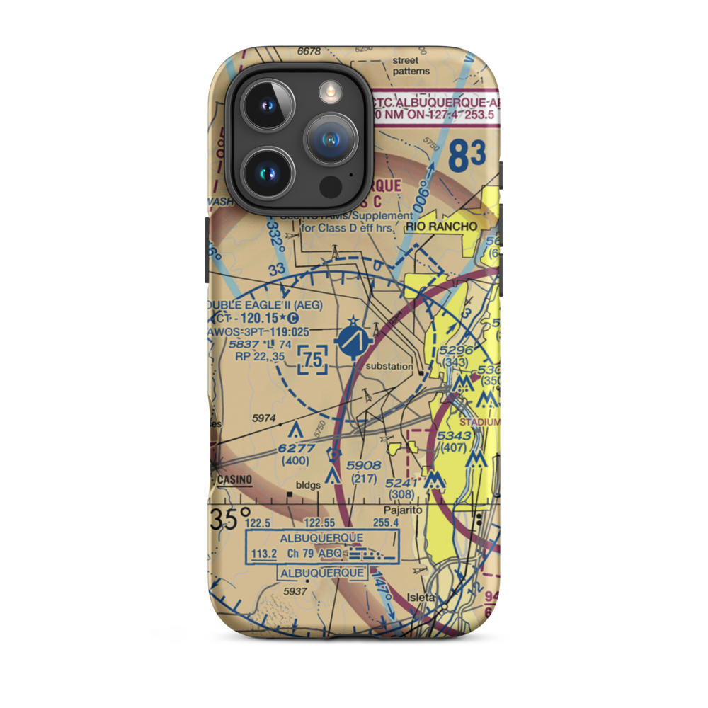 Double Eagle II Airport (AEG) VFR Sectional  Tough iPhone Case iPhone 16 Pro Max model shown