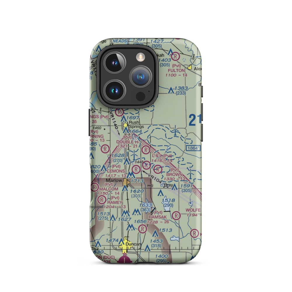 Double H Ranch Airport (OK40) VFR Sectional  Tough iPhone Case iPhone 16 Pro model shown