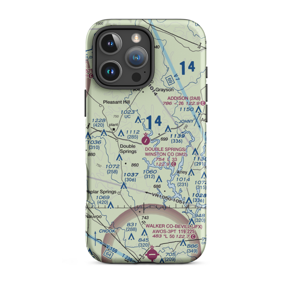 Double Springs/Winston County Airport (3M2) VFR Sectional  Tough iPhone Case iPhone 16 Pro Max model shown