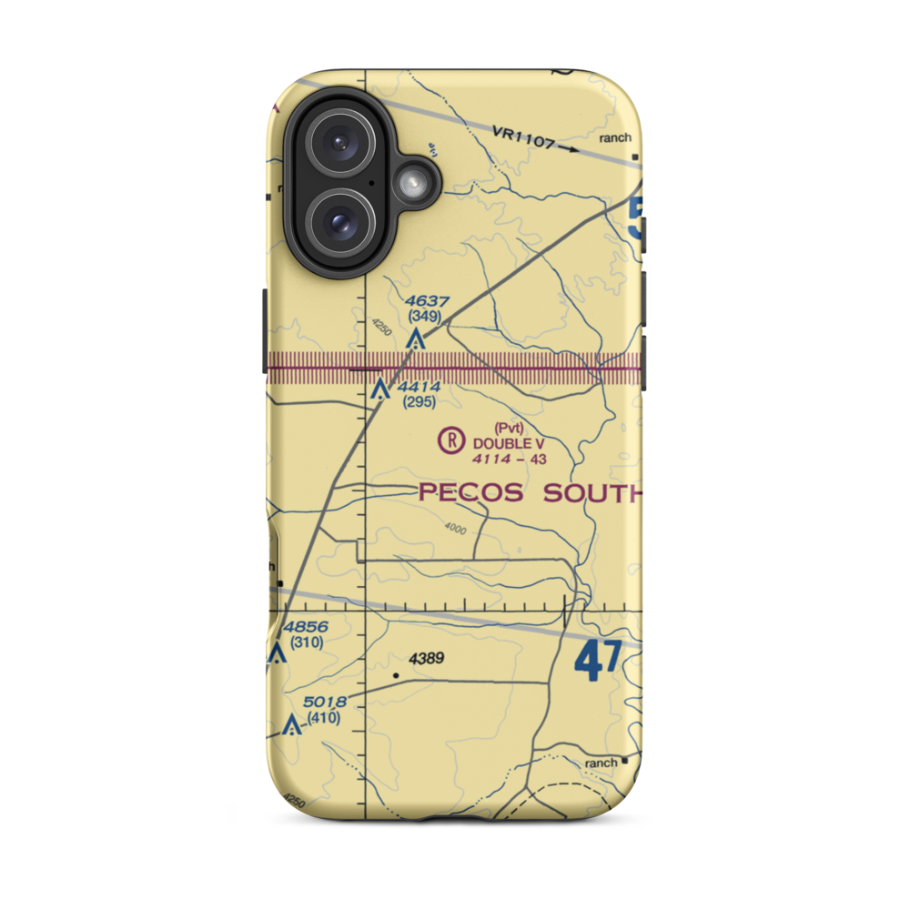 Double V Ranch Airport (NM38) VFR Sectional  Tough iPhone Case iPhone 16 Plus model shown