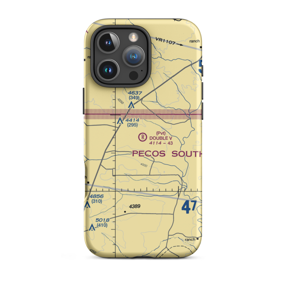 Double V Ranch Airport (NM38) VFR Sectional  Tough iPhone Case iPhone 16 Pro Max model shown