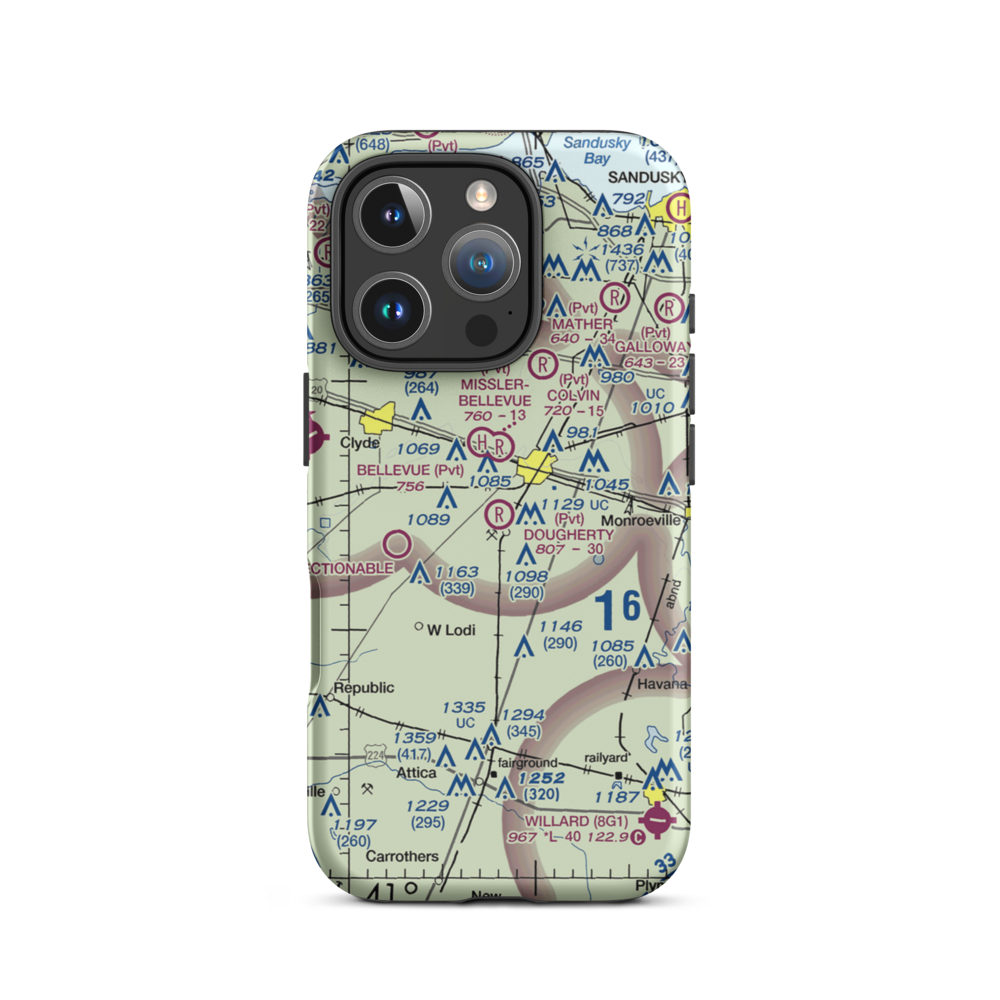 Dougherty Airport (1OH2) VFR Sectional  Tough iPhone Case iPhone 16 Pro model shown