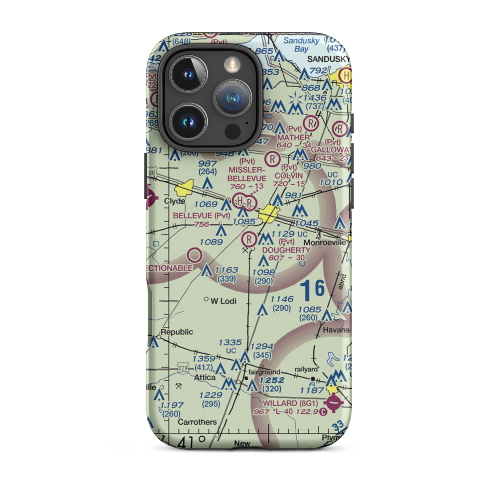 Dougherty Airport (1OH2) VFR Sectional  Tough iPhone Case iPhone 16 Pro Max model shown