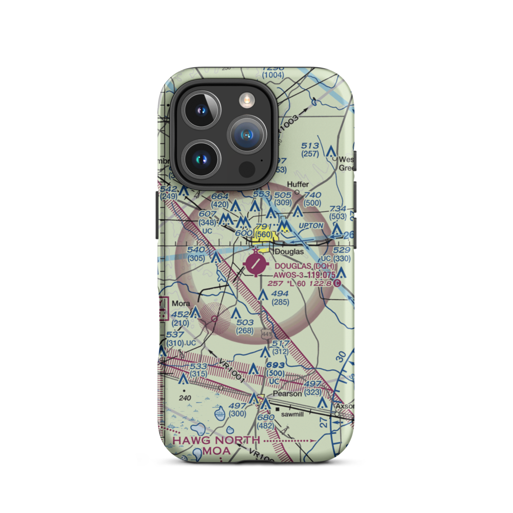 Douglas Municipal Airport (DQH) VFR Sectional  Tough iPhone Case iPhone 16 Pro model shown