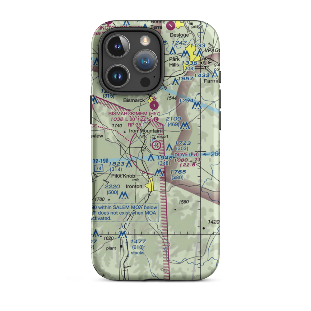 Dove Airstrip (MO81) VFR Sectional  Tough iPhone Case iPhone 16 Pro Max model shown