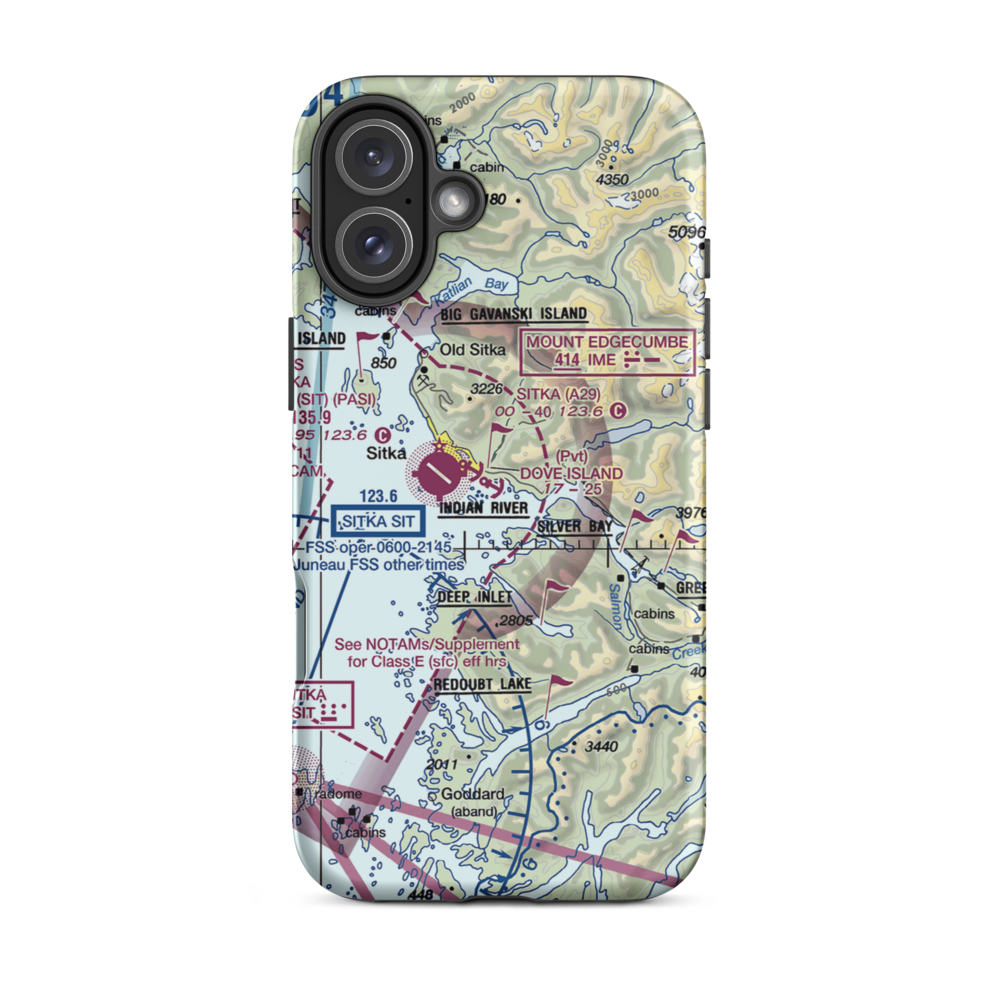 Dove Island Lodge Seaplane Base (AA12) VFR Sectional  Tough iPhone Case iPhone 16 Plus model shown