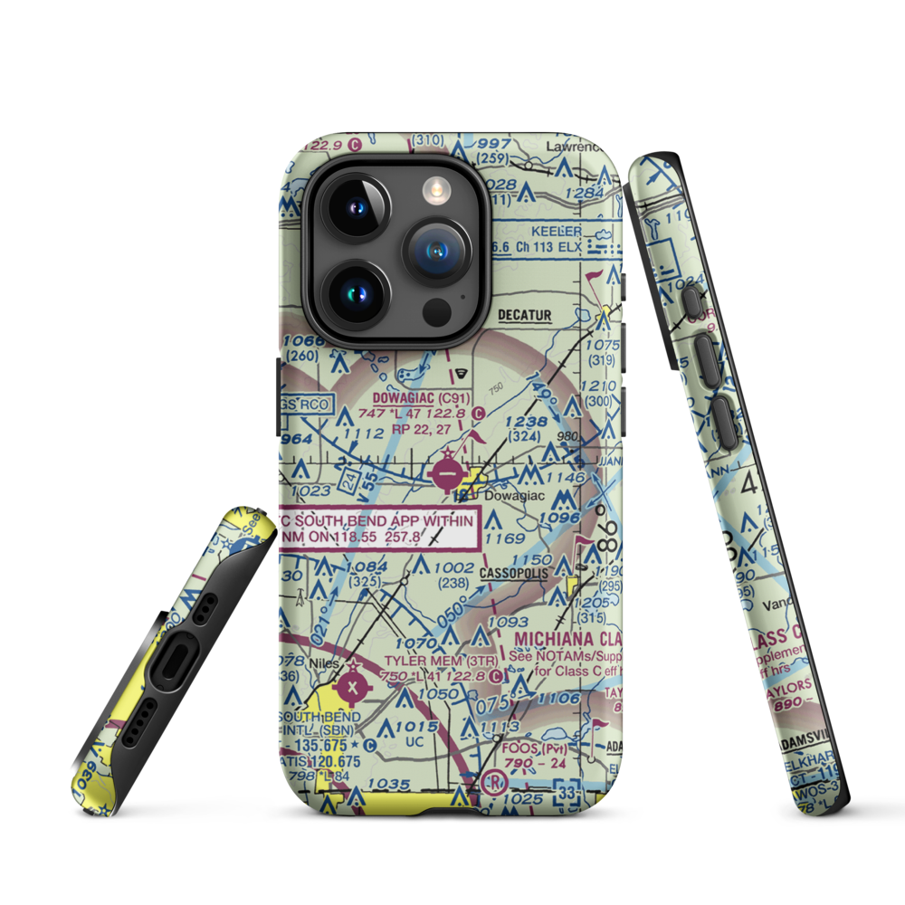 Dowagiac Municipal Airport (C91) VFR Sectional  Tough iPhone Case iPhone 15 Pro model shown