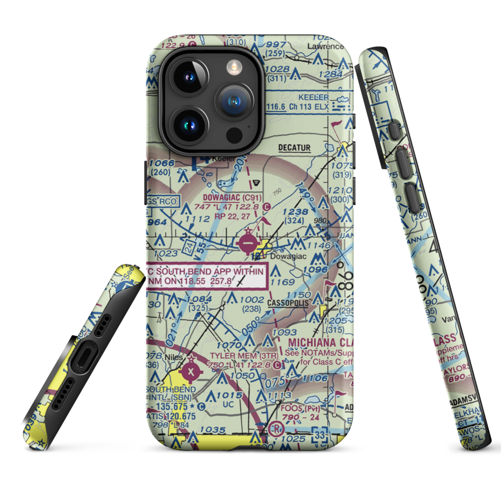 Dowagiac Municipal Airport (C91) VFR Sectional  Tough iPhone Case iPhone 15 Pro Max model shown