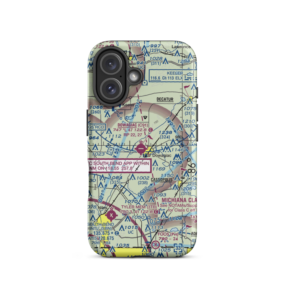 Dowagiac Municipal Airport (C91) VFR Sectional  Tough iPhone Case iPhone 16 model shown