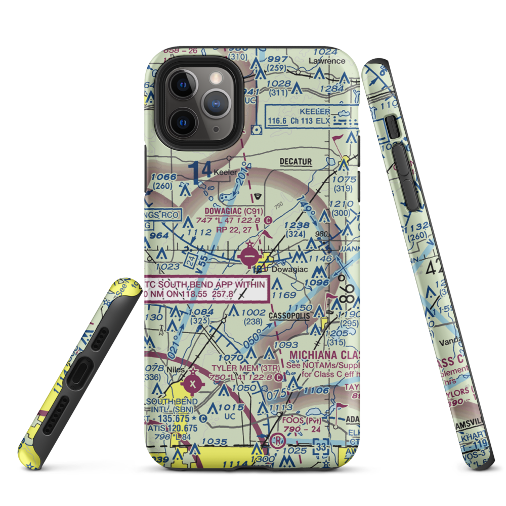 Dowagiac Municipal Airport (C91) VFR Sectional  Tough iPhone Case iPhone 11 Pro Max model shown