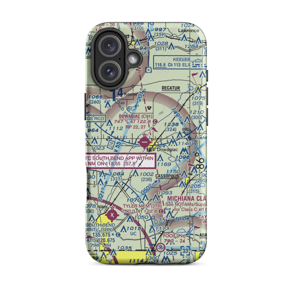 Dowagiac Municipal Airport (C91) VFR Sectional  Tough iPhone Case iPhone 16 Plus model shown