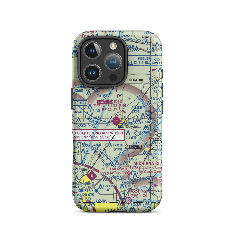 Dowagiac Municipal Airport (C91) VFR Sectional  Tough iPhone Case iPhone 16 Pro model shown