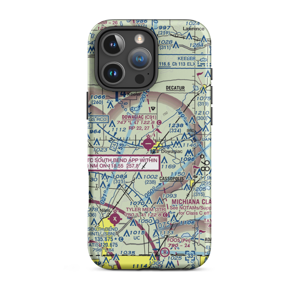 Dowagiac Municipal Airport (C91) VFR Sectional  Tough iPhone Case iPhone 16 Pro Max model shown