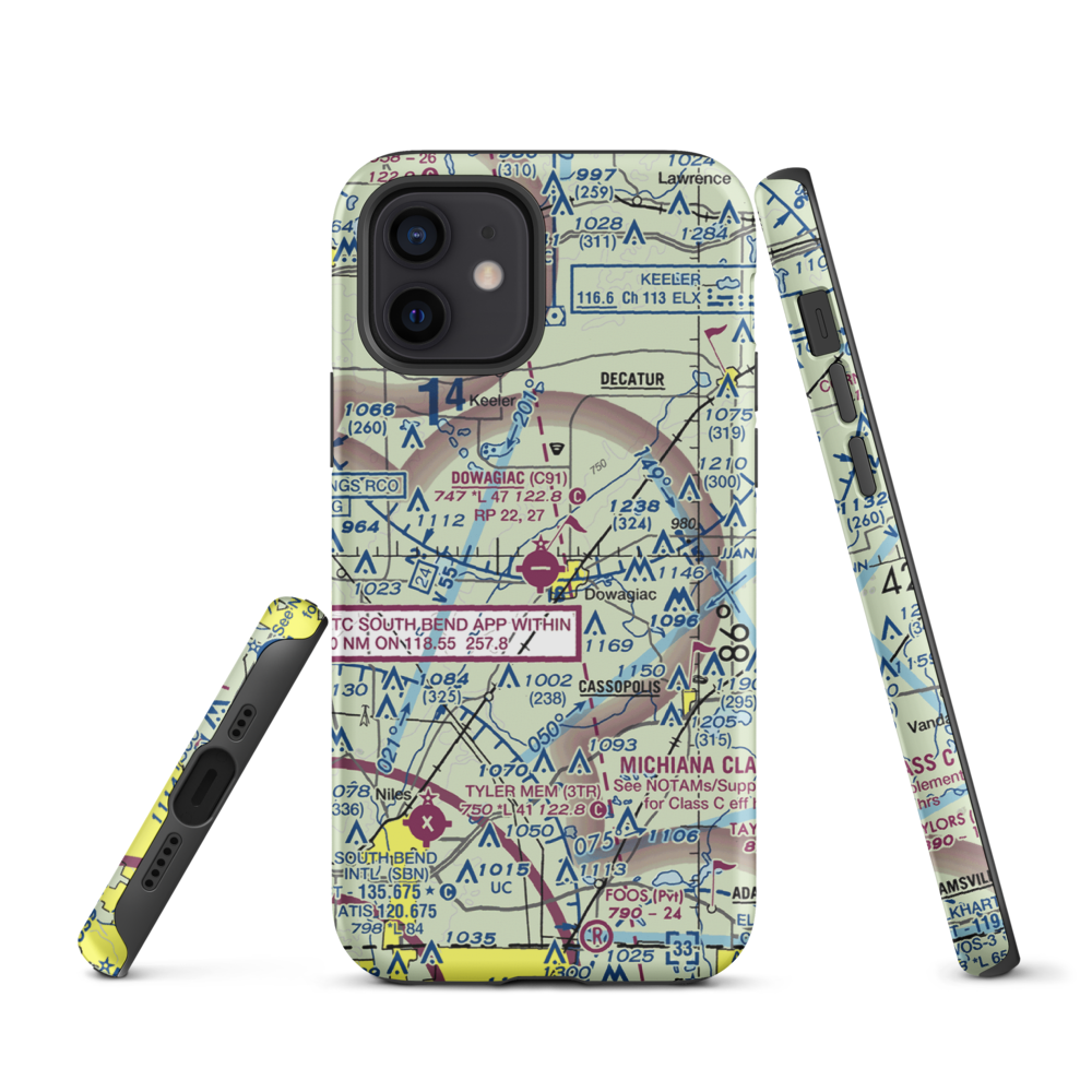 Dowagiac Municipal Airport (C91) VFR Sectional  Tough iPhone Case iPhone 12 model shown