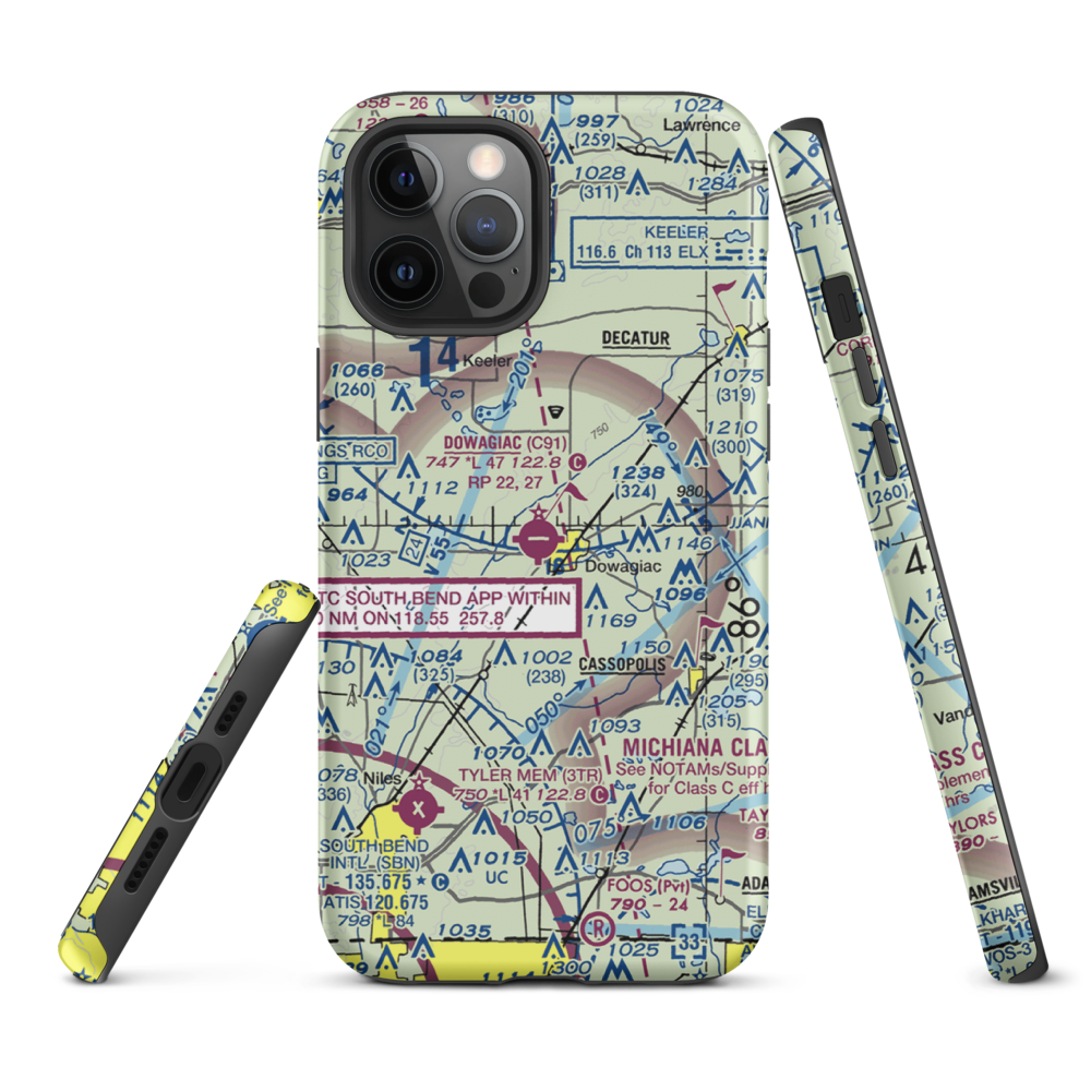 Dowagiac Municipal Airport (C91) VFR Sectional  Tough iPhone Case iPhone 12 Pro Max model shown